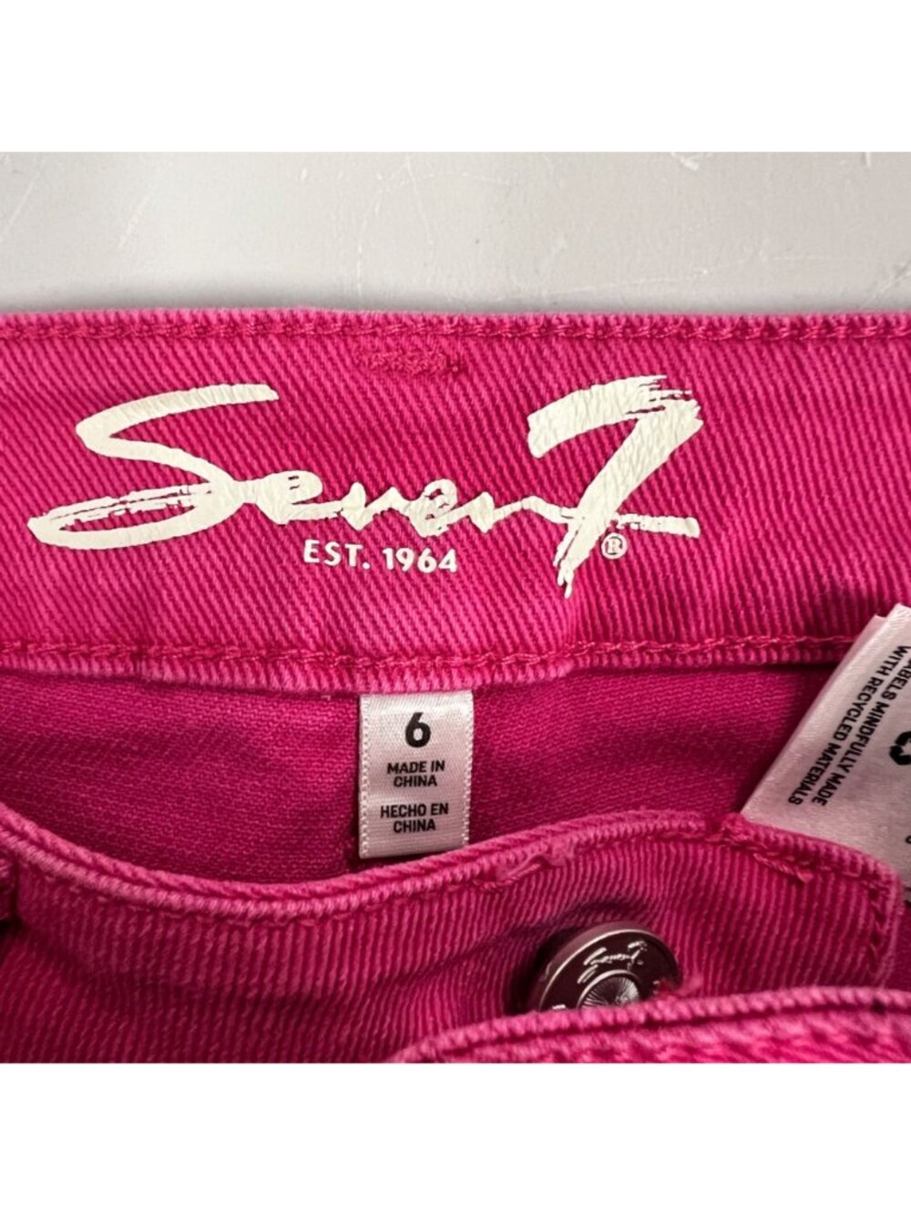 Seven 7 Womens Slim Straight Leg Jeans High Rise Pink Size 6 - Picture 7 of 7